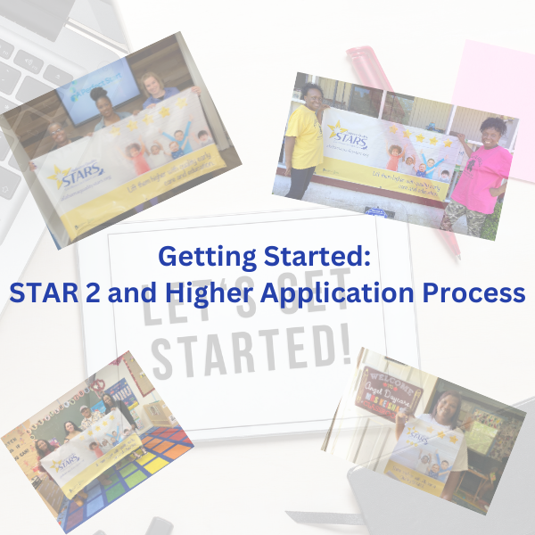 Collage of Alabama Quality STAR Rated providers with their banner and Let's Get Started sign. 