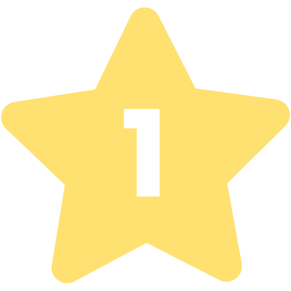 Yellow STAR with a 1 in white writing in the middle to for STAR 1 Rating Information